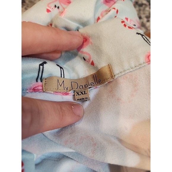 My Danielle Pajamas Set Womens Size 2X Christmas Candy‎ Canes & Pink Flamingos - Picture 9 of 10